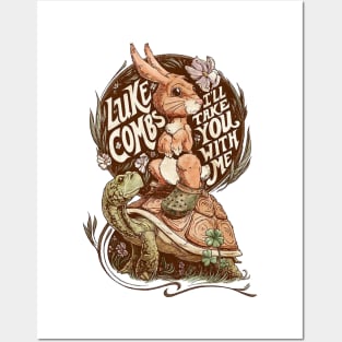 Vintage luke combs rabbit and turtle Posters and Art